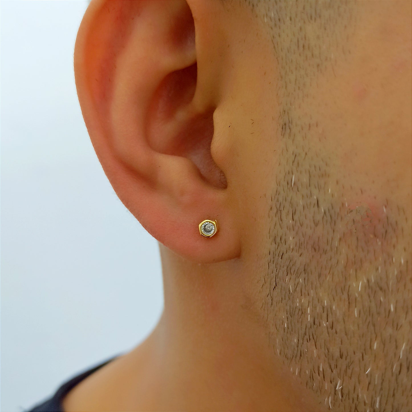 Topitos hexágono con Circonia Cristal - J33067C