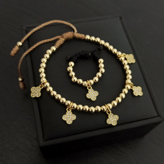 Juego Manilla y Anillo Charm Trébol VC - MAC23297