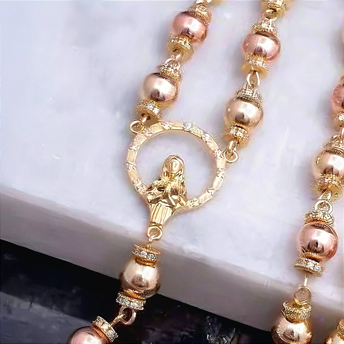 Rosario Luxury 2 Oros con Rondeles - CL23038