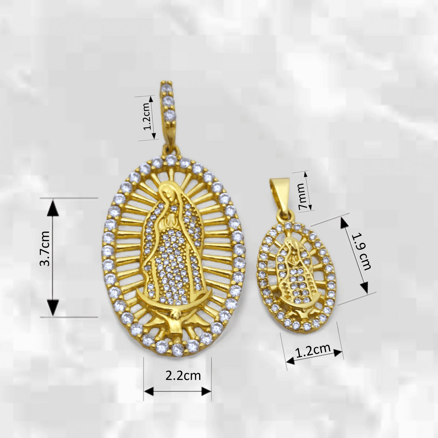 Dúo Dijes Virgen Guadalupe con Circonas - D22146