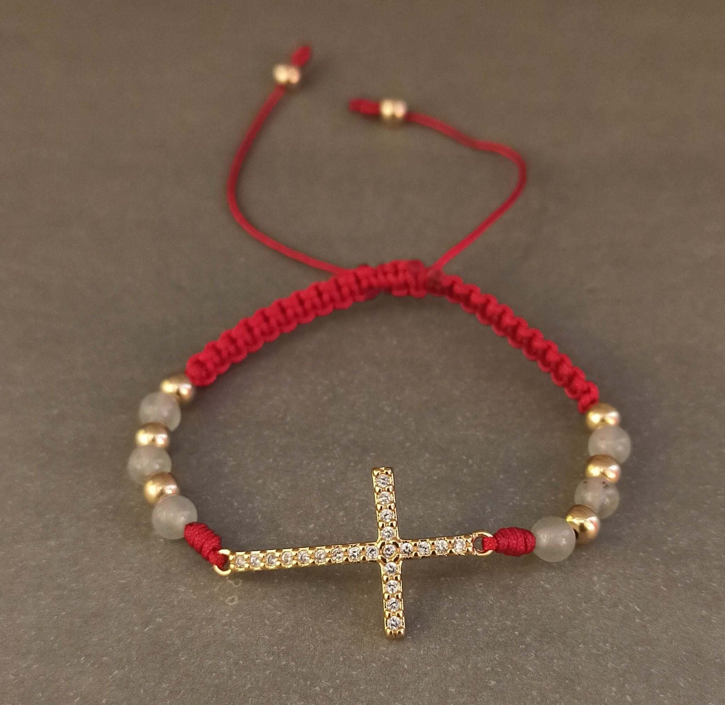 Manilla cruz de protección y jade - M23050#4