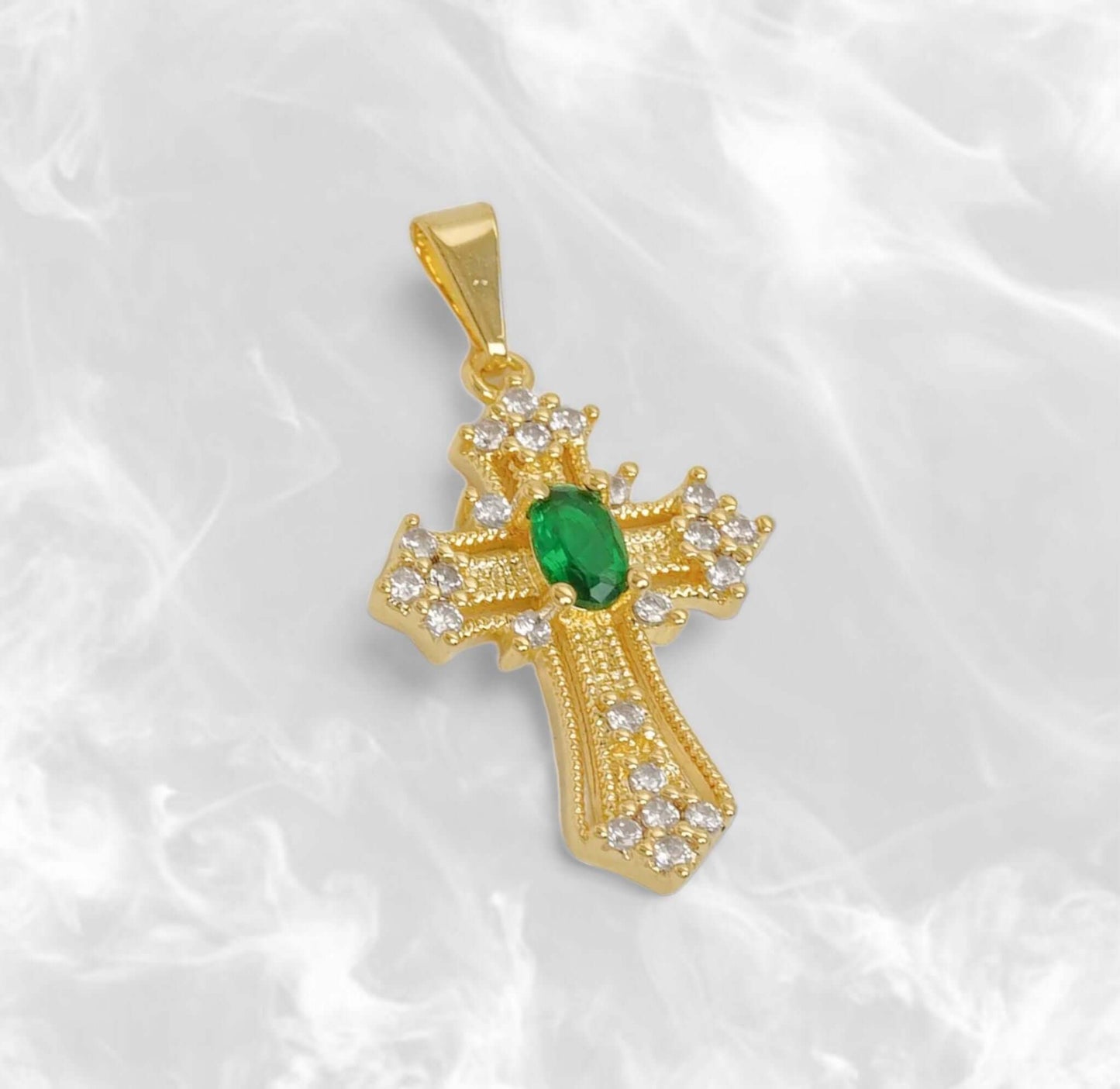Dije Cruz Verde con adorno - J23220