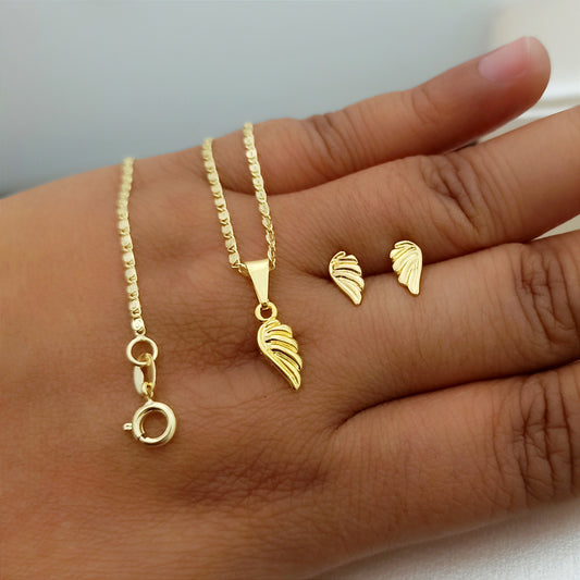 Juego Cadena, dije y topitos Alitas - JC40245