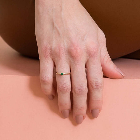 Anillo Ajustable Clásico Circón Verde - J13028