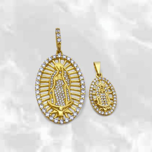 Dúo Dijes Virgen Guadalupe con Circonas - D22146