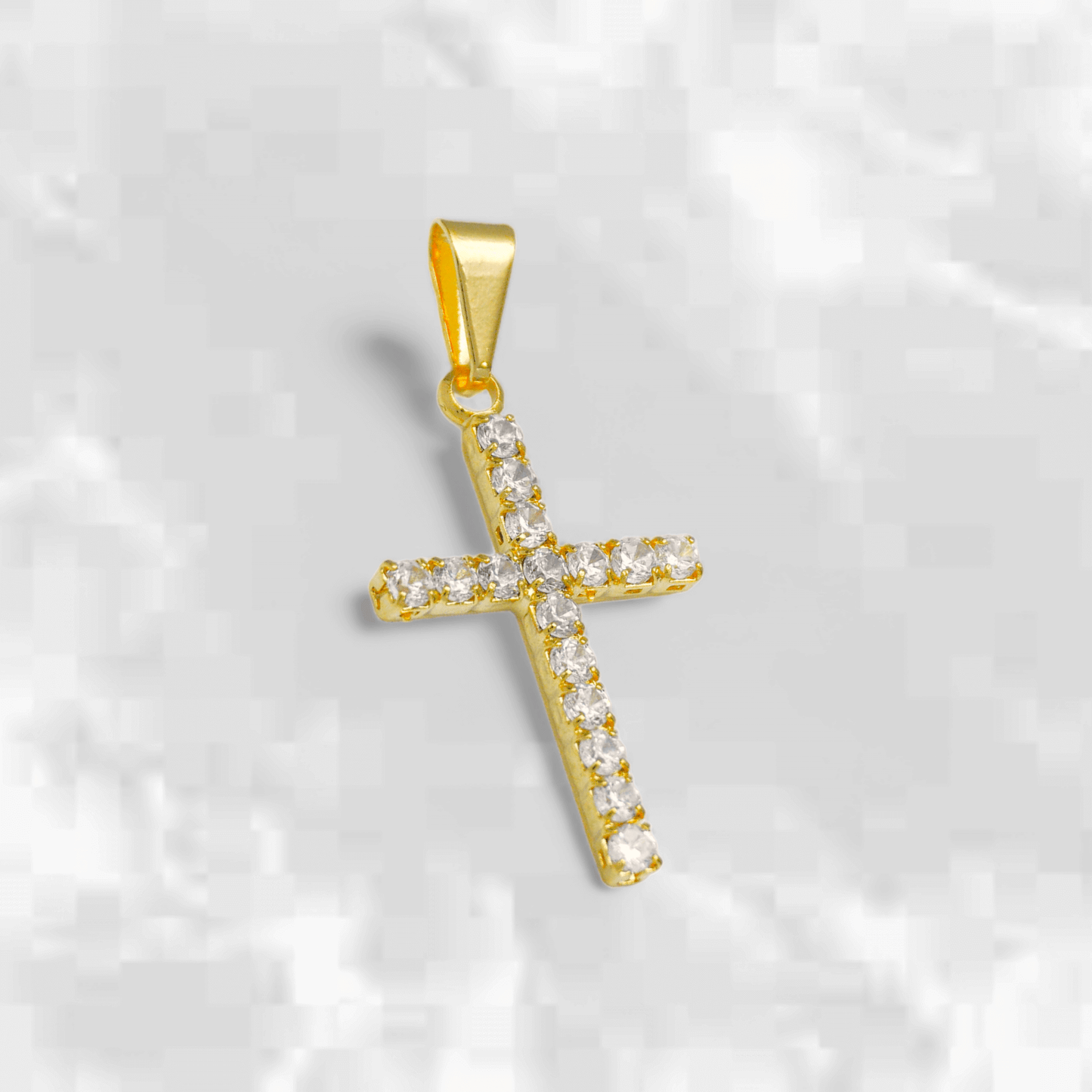 Dije cruz Delgada con brillantes - J23000