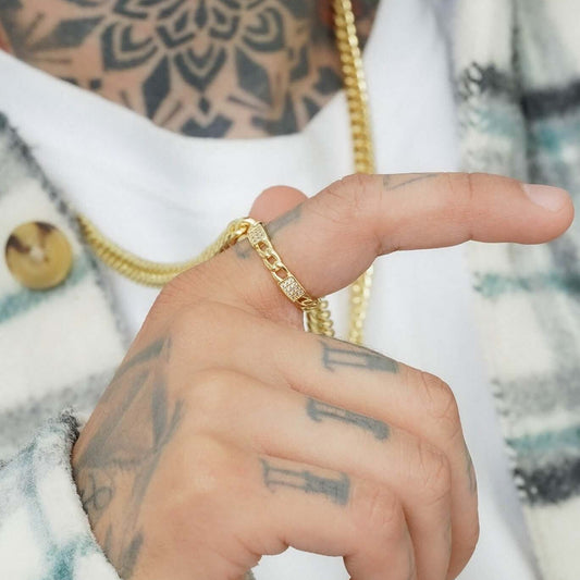 Anillo Cubano con Brillantes -J13034