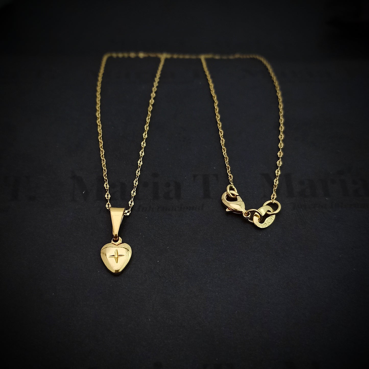 Juego Cadena mini espejos con dije de corazón - J43448C