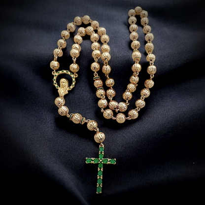 Rosario Diamantada Con Cruz Verde