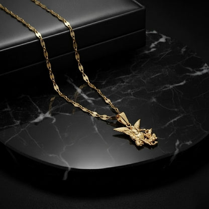 Juego Cadena Espejos y Dije Silueta San Miguel Arcángel - JC42037