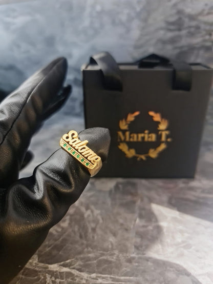 Anillo Ego (LÍNEA PREMIUM) | Anillo Personalizado de Nombre en Oro 18K Laminado & Plata 925
