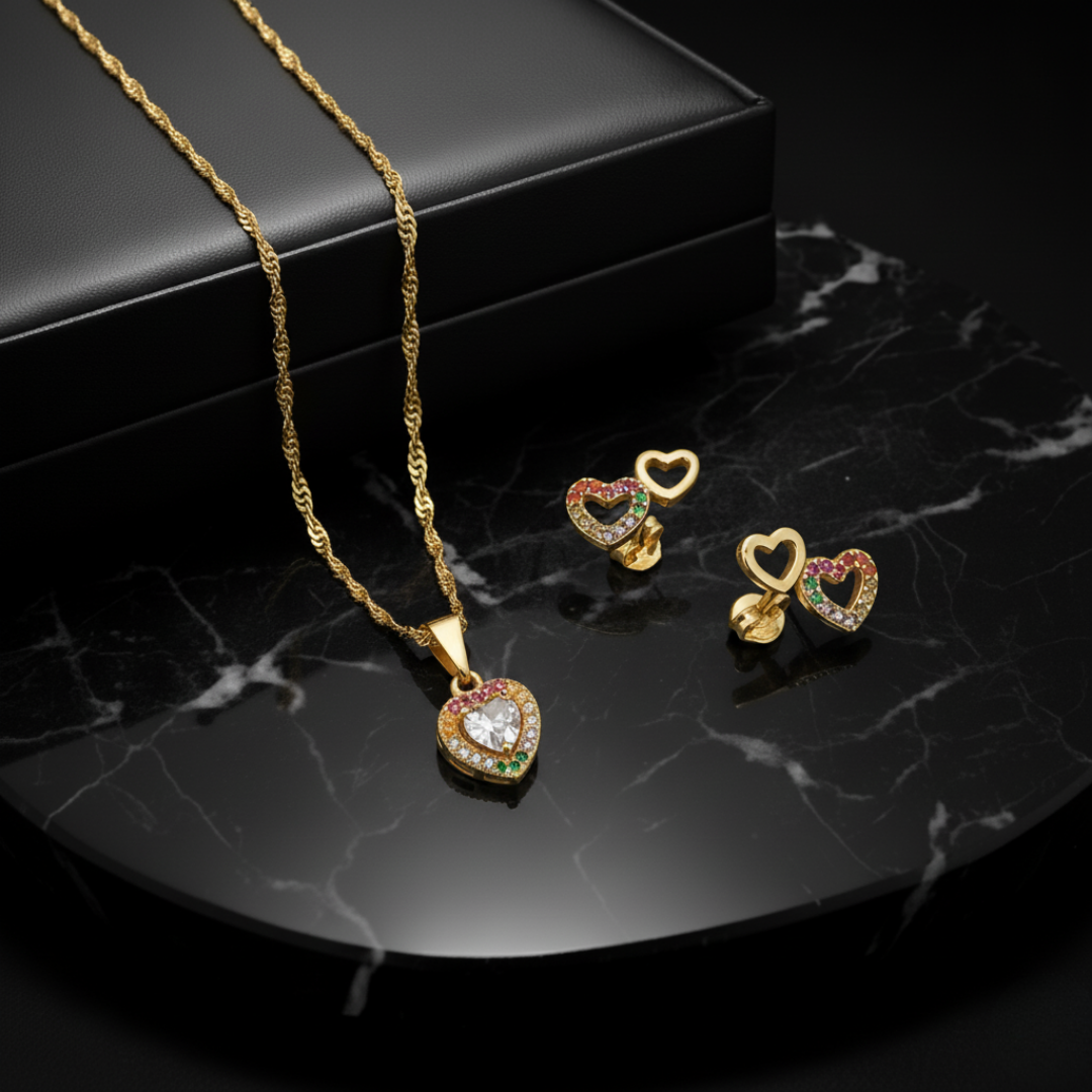 Conjunto Corazón Arcoíris