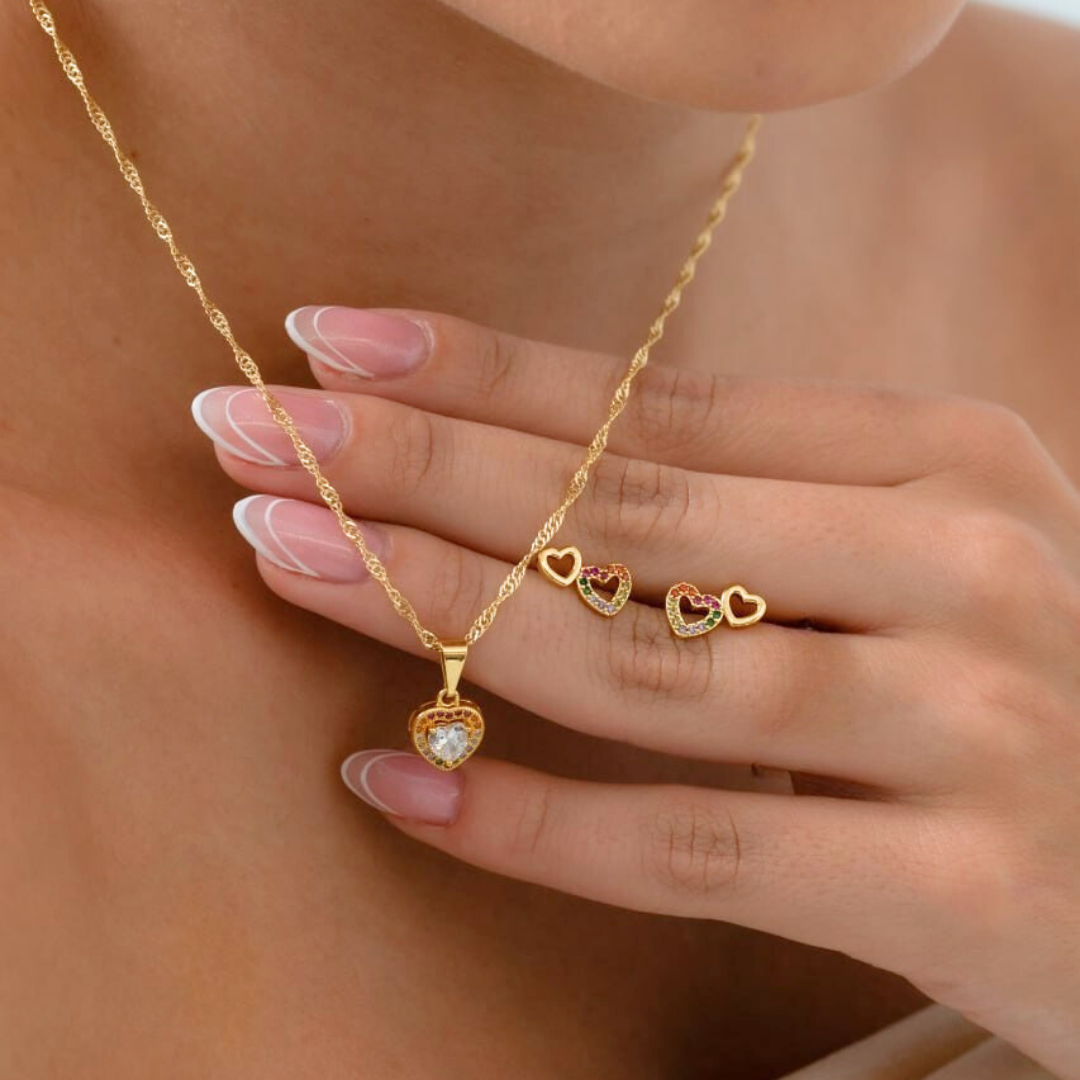 Conjunto Corazón Arcoíris