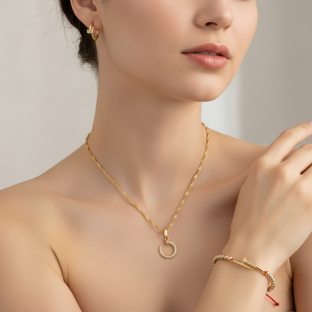 Conjunto Clavo CT - Cadena, Dije, Aretes y Manilla