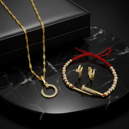 Conjunto Clavo CT - Cadena, Dije, Aretes y Manilla