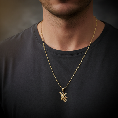 Juego Cadena Espejos y Dije Silueta San Miguel Arcángel - JC42037