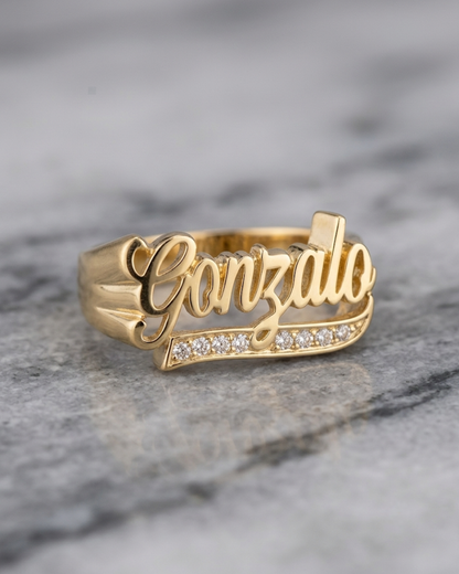 Anillo Ego (LÍNEA PREMIUM) | Anillo Personalizado de Nombre en Oro 18K Laminado & Plata 925
