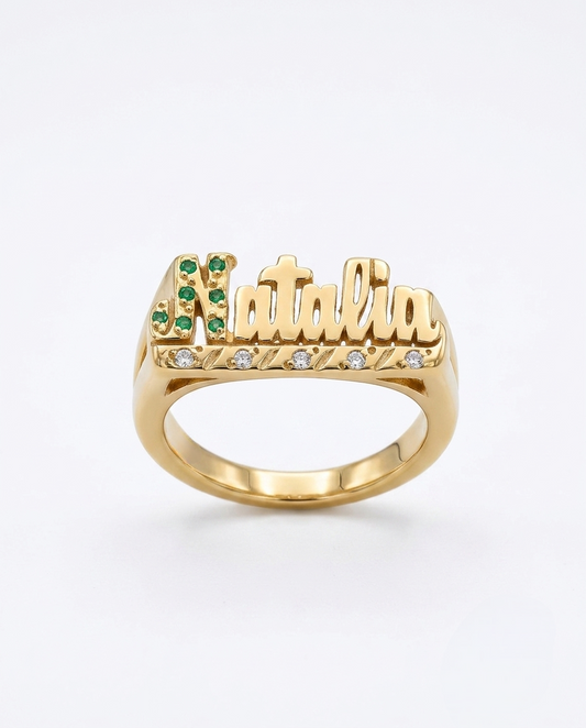 Anillo One Ego (LÍNEA PREMIUM) | Anillo Personalizado de Nombre en Oro 18K Laminado & Plata 925