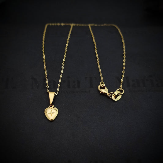 Cadena mini espejos con dije de corazón - J43448C