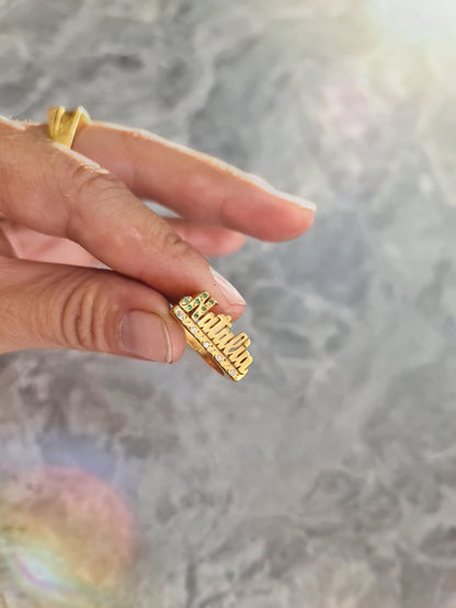 Anillo One Ego (LÍNEA PREMIUM) | Anillo Personalizado de Nombre en Oro 18K Laminado & Plata 925