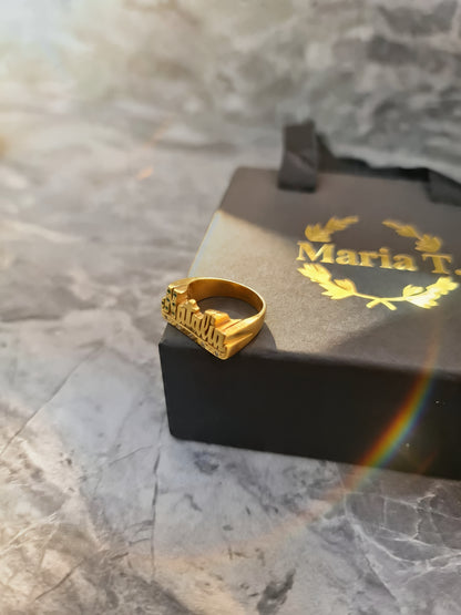 Anillo One Ego (LÍNEA PREMIUM) | Anillo Personalizado de Nombre en Oro 18K Laminado & Plata 925